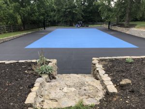 Painting the Tennis Court for the Private Court and Patio