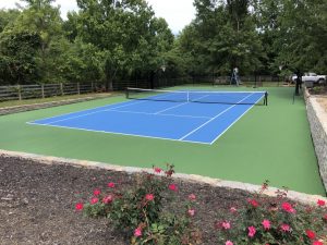 Tennis Court and Patio Setting